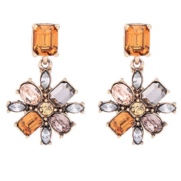 Jewelry - NEW crystal flower stone stud drop Earrings